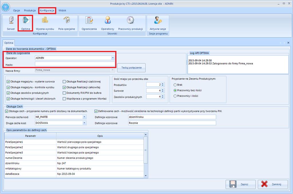 użytkownika w Comarch ERP Optima, Hasło hasło użytkownika w Comarch ERP Optima, Po uzupełnieniu powyższych pól należy kliknąć.