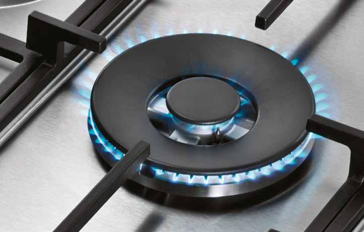 Przełom w gotowaniu na gazie: technologia stepflame w płytach gazowych marki Siemens pozwala regulować moc płomieni w dziewięciu precyzyjnych krokach.