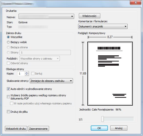 Aby wydrukować dokument z aplikacji, zainstaluj na komputerze sterownik drukarki z dostarczonej płyty DVD (Product Library).