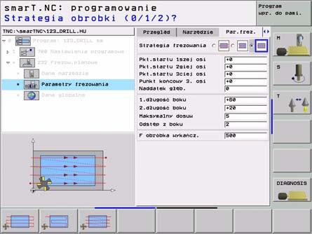 Dodatkowe parametry w formularzu szczegółowym Narz dzie: DL: długość delta dla narz dzia T DR: delta promienia dla narz dzia T DR2: delta promienia 2 (promień naroża) dla narz dzia T M-instrukcja: