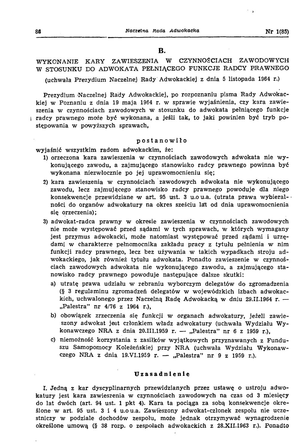 86 Naczelna Rada A dwokacka Nr 1(85) B.