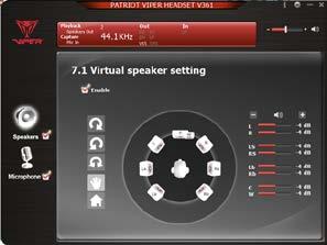 Dźwięk przestrzenny 7.1 Włącz 7.1 Virtual speaker setting. Teraz można ustawiać indywidualnie każdy z 7 kanałów, zwiększając lub zmniejszając poziom głośności każdego głośnika.