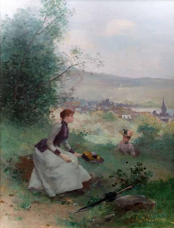 81 Jules Frederick Ballavoine (1855 Paryż 1901) Odpoczynek podczas spacer olej, płótno, 35 27 cm sygn. p. d.: J.