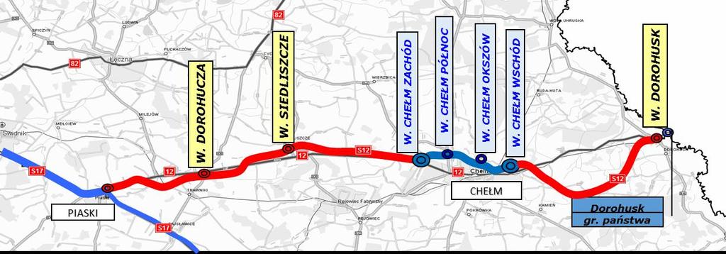 Zadania ujęte w PBDK w perspektywie finansowej 2014-2023 Budowa drogi S12 odcinek Piaski Dorohusk (z wyłączeniem obwodnicy m.