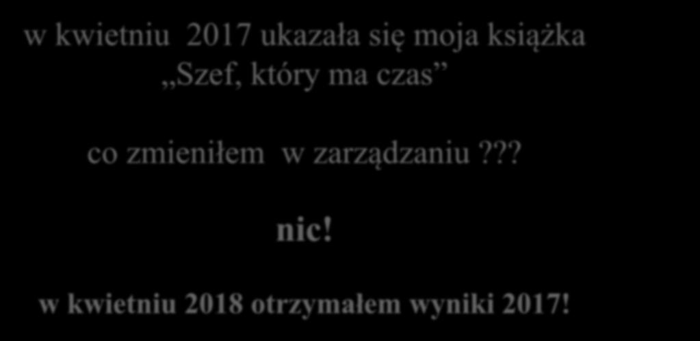 w kwietniu 2017 ukazała się moja ksia żka Szef, który ma czas co