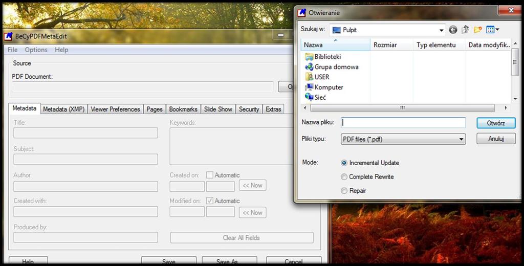 Edycja metadanych pliku PDF w programie
