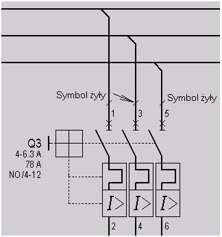 "Symbole żył" Symbol taki znakuje fizyczne połączenie dwóch końcówek symboli i reprezentuje przewód lub pojedynczą żyłę kabla (patrz powyższy akapit).