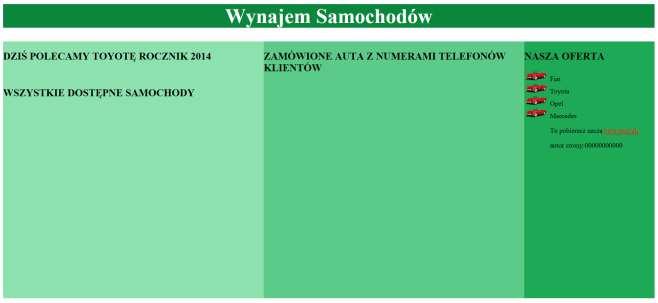 Z NUMERAMI TELEFONÓW KLIENTÓW </h2> </MAIN> <NAV> <H2> NASZA OFERTA </H2> <UL> <li> Fiat </li> <li> Toyota </li> <li> Opel </li> <li> Mercedes </li> <p> Tu pobierasz naszą <a href="komis.