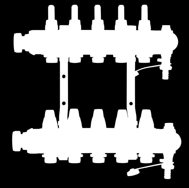 W INSTALACJA WEWNĘTRZNA Rozdzielacz stalowy 1 z układem mieszającym i mieszającym zaworem trójdrożnym H ¾ ¾ ¾ WYPOSAŻENIE: pompa elektroniczna zawór zasilający 1 zawór dławiący układ by-pass ręczny