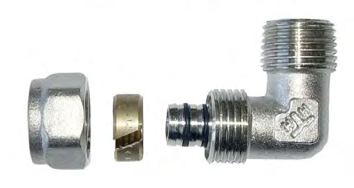 INSTALACJA WEWNĘTRZNA Kolano 90 gwint zewnętrzny 3/4 20 mm 2 mm wkładka aluminiowa
