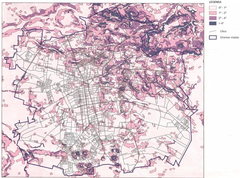 Rysunek 6 Spadki terenu Źródło: Urząd Miasta Łodzi, Atlas Miasta Łodzi, Łódzkie Towarzystwo Naukowe, Łódź 2002 rok.