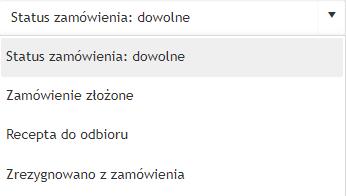 9. Zamówione recepty 38 Rys. 49 Filtry zamówionych recept Wybranie opcji Specjalność: dowolna oznacza, że wyświetlą się recepty dla wszystkich specjalności.