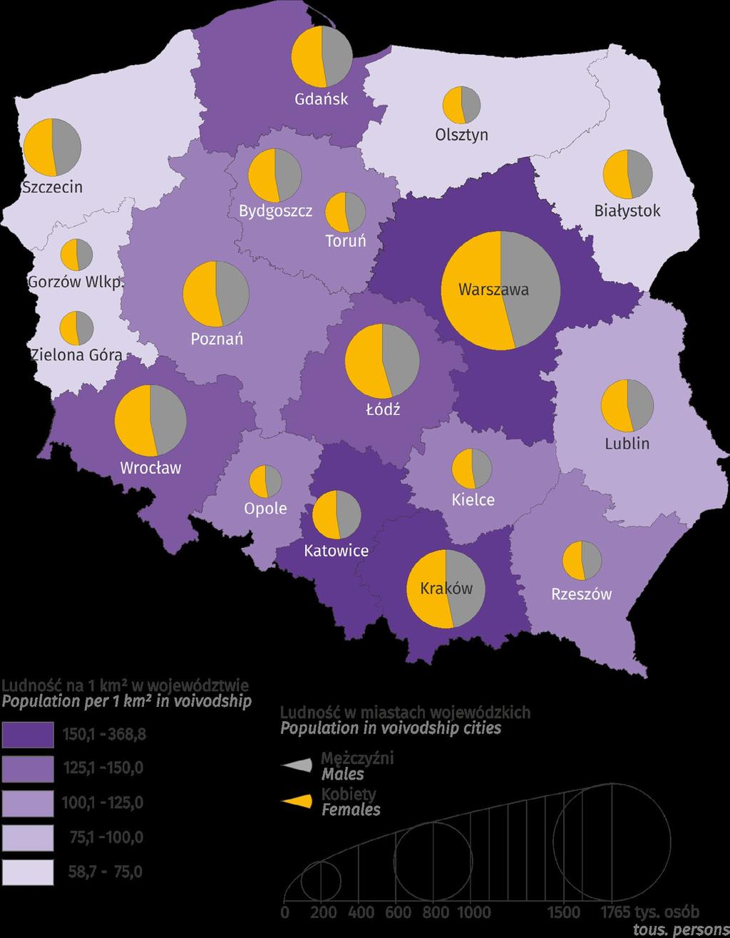 II. na tle miast wojewódzkich II. Rzeszow compared to voivodship cities 2.1. Ludność 2.1. Population Mapa 5.