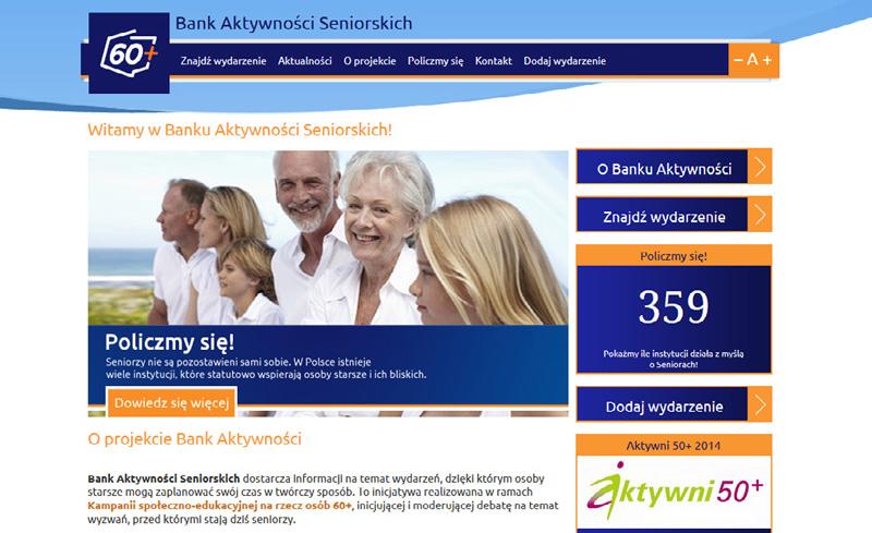 Zaangażowanie społeczne Portal www.bankaktywnosci.pl zawiera ogólnopolską bazę wydarzeń adresowanych do osób starszych.