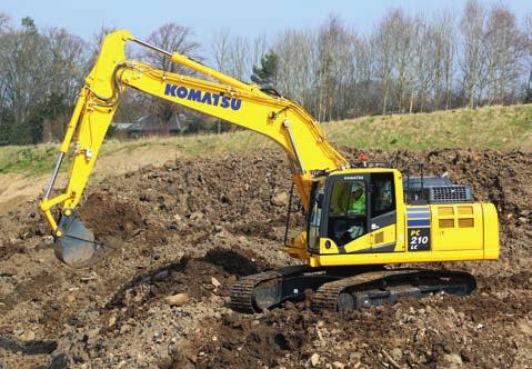 Bezpieczeństwo na pierwszym miejscu Optymalne bezpieczeństwo w miejscu pracy Funkcje bezpieczeństwa w Komatsu PC210-11 są zgodne z najnowszymi