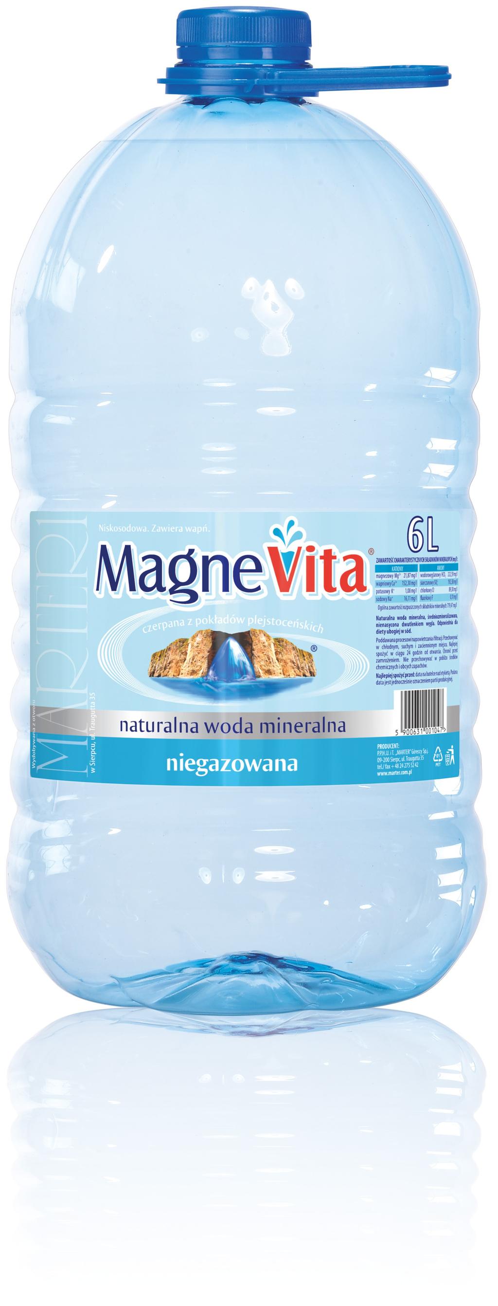 Produkt MagneVita to naturalna woda mineralna z niską zawartością sodu, średniozmineralizowana.