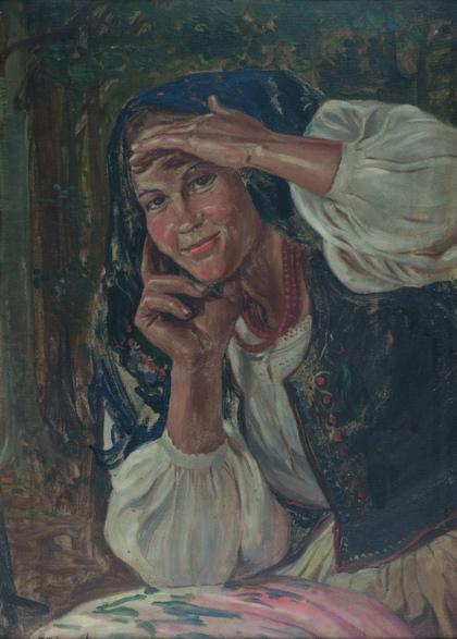 23. Wintenty WODZInOWSKI (1886-1940) krakowianka Olej,