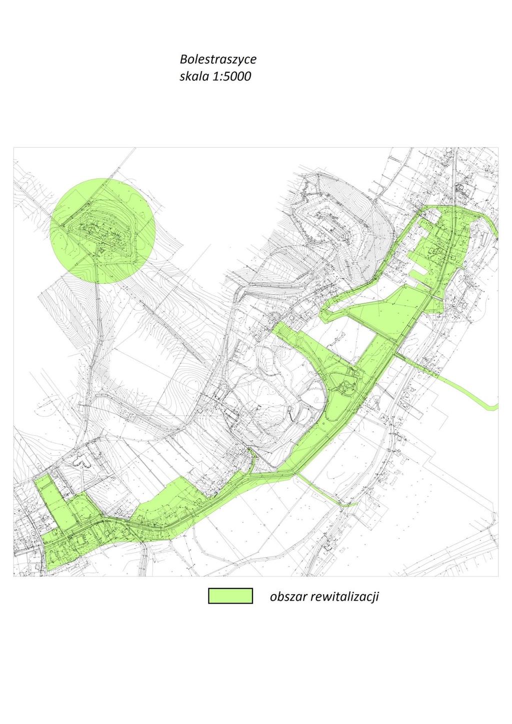 Mapa nr 9 Teren zdegradowany dla obszaru nr 5 Teren wokół Arboretum i Fortu nr XIIIb wraz z