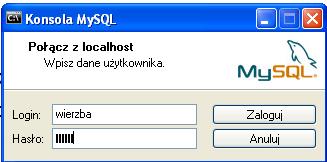 5. Jeśli chcemy, aby użytkownik musiał używać hasła do zalogowania się do bazy danych, powinniśmy nieco rozbudować nasze polecenie.