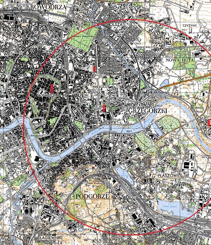 Załącznik nr 7 Mapa w skali 1:25000 wskazująca przeszkody lotnicze w