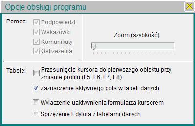 Okno Zmiana interfejsu <Ctrl+7> przełączenie wersji 7 lub 8 Wersja językowa <Ctrl+8> polska/angielska (w przygotowaniu) Rozmieszczenie komponentów <Ctrl+9> (patrz
