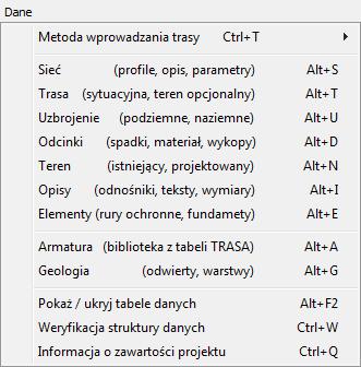 Ustawienia mapy Mapa DXF Wygaszanie mapy, dostępne także przez ikonę <Ctrl+<> Wyróżnione linie pogrubione <Ctrl+>> Wyróżnione obiekty 3D (tylko w przypadku map trójwymiarowych) Warstwy DXF Mapa