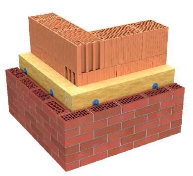 Rozwiązania ścienne Rodzaje ścian z pustaków Porotherm Ściana szczelinowa Ściana szczelinowa jest szczególnym rodzajem ściany warstwowej.