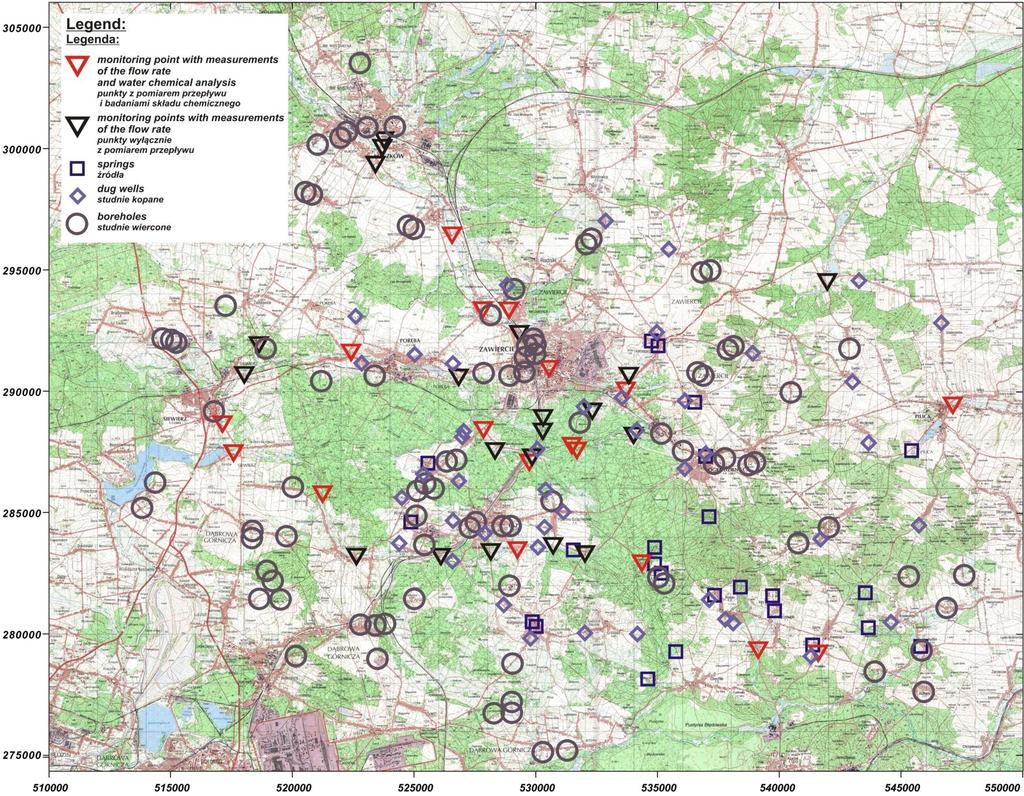 Rozbudowana sieć monitoringu środowiska wodnego opracowana dla firmy Rathdowney Polska sp. z o.o. Obejmuje