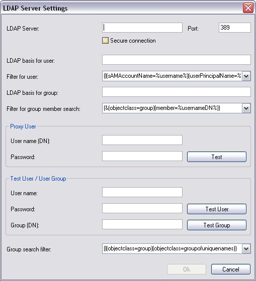 124 pl strona Grupy użytkowników Bosch Video Management System Ustawienia serwera LDAP Serwer LDAP: Wprowadzić nazwę serwera LDAP.