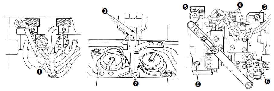 zdjąć śrubę zaciskową ➋ igły przekręcić zacisk ➊ igieł o jeden pełny obrót (zakres regulacji: 0.6mm).