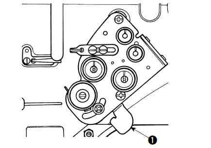 W przypadku modeli LH-3568A oraz LH-3568A- 7, podnośnik kolanowy lub automatyczny podnośnik stopki (urządzenie AK) jest fabrycznie połączony ze zwalniaczem napręŝenia nici na napręŝaczu nici.