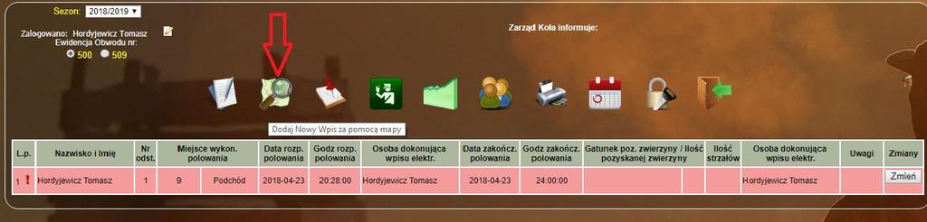 jakich chcemy polować (w miejscu zaznaczonym strzałką) a następnie