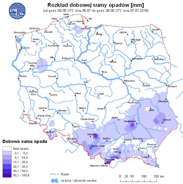 wody w rzekach Rozkład