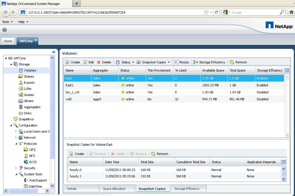 NetApp System Manager Create a