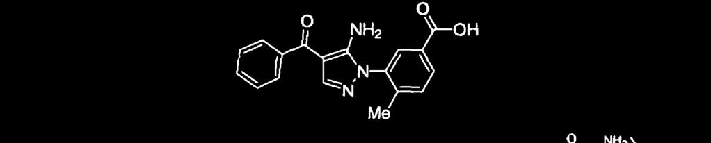 43 5 A. Chlorowodorek kwasu 3-hydrazyno-4-metylo-benzoesowego [0124] Do mieszanego roztworu kwasu 3-amino-4-metylobenzoesowego 1 (5,64 g, 31,2 mmol, 1,0 równ.