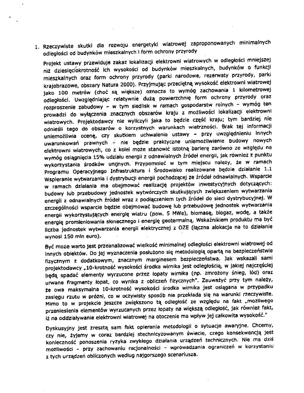 1. Rzeczywiste skutki dla rozwoju energetyki wiatrowej zaproponowanych minimalnych odległości od budynków mieszkalnych'!