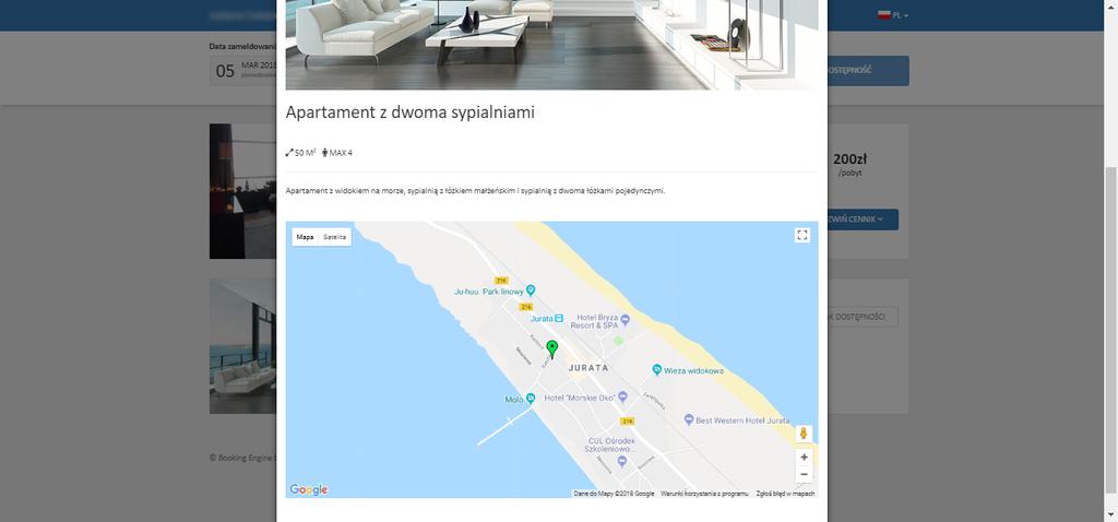 4. Opcje dodatkowe 4.1) W wyświetlanym w systemie rezerwacji opisie, możliwe jest umieszczenie mapy lokalizującej nieruchomość.