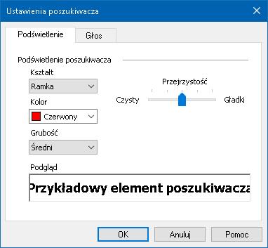 Rozdział 7 Funkcje narzędzi 203 Zakładka Podświetlenia ustawień poszukiwacza.