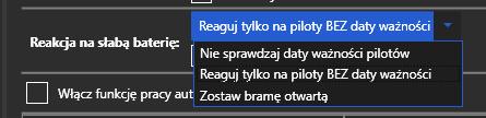 W obszarze Tryb pracy można wybrać zachowanie przekaźnika odbiornika po odebraniu rozkazu z pilota.