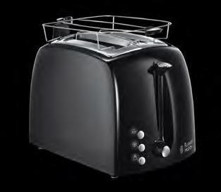WYKOŃCZENIE I WYSOKI POŁYSK Toster Textures Plus Czarny, plastikowy toster z elementami ze stali