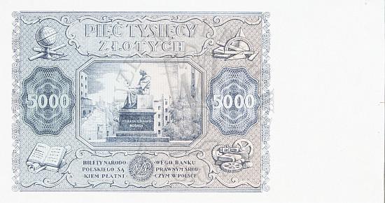 PIENIĄDZE I POMNIKI KOPERNIKA projekt banknotu 5000 zł z 1946 r.