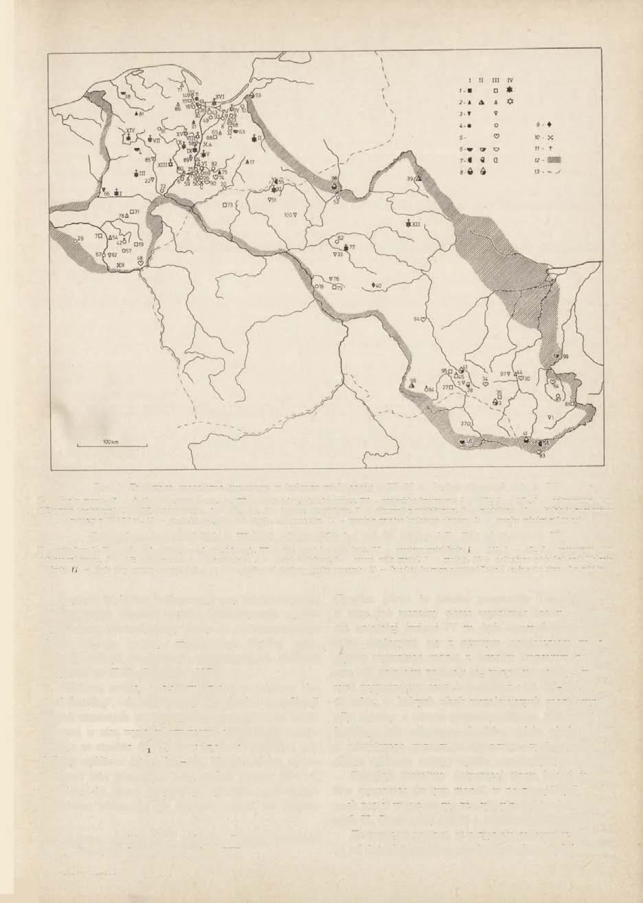 MONETA I KRUSZEC W KULTURZE WIELBARSKIEJ 49 Ryc. 1. Znaleziska monetarno-kruszcowe w kulturze wielbarskiej z III-IV w. (wykaz st