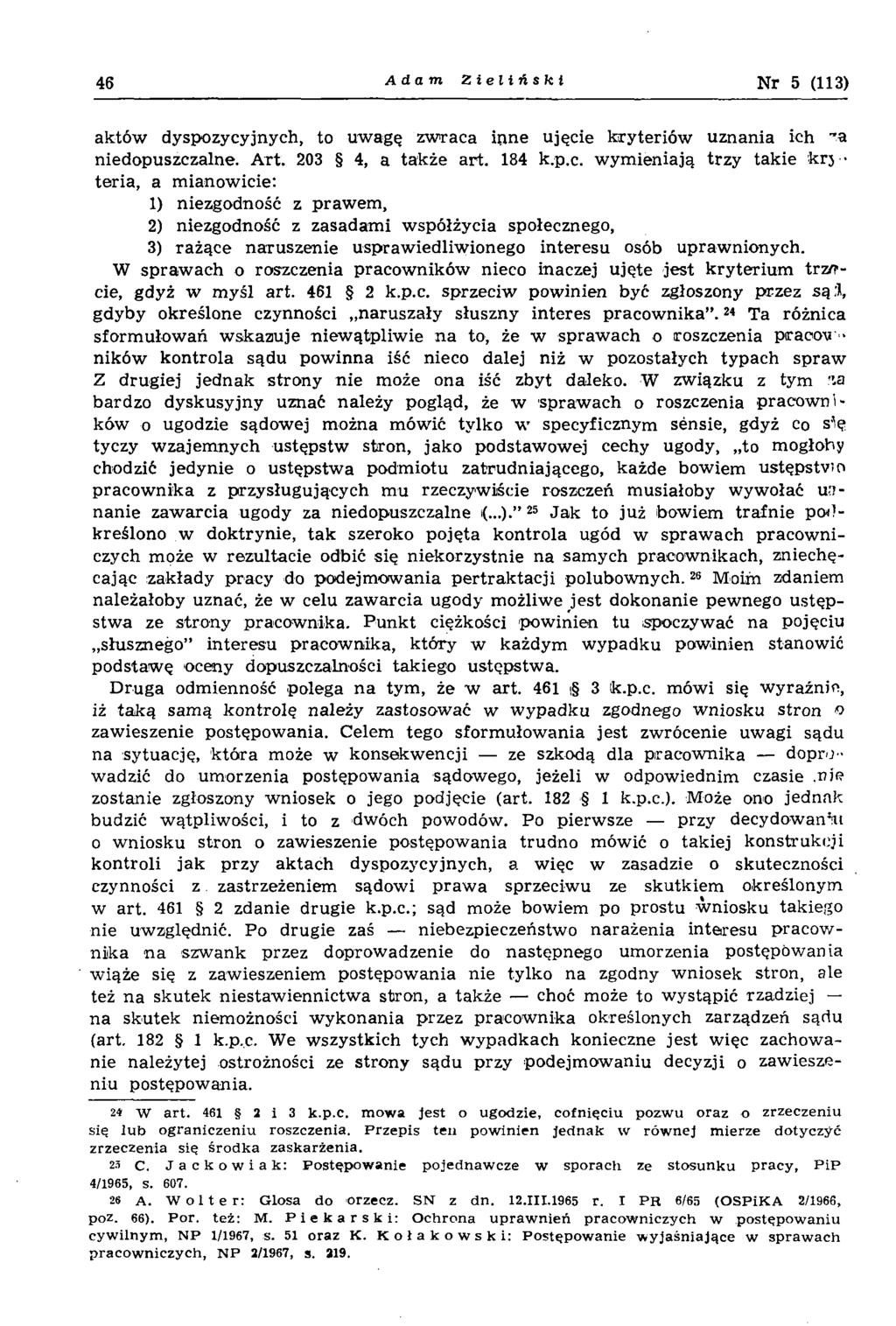 46 Adam Zieliński Nr 5 (113) aktów dyspozycy