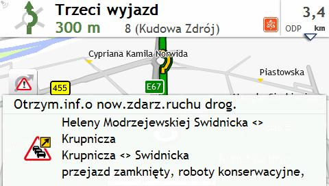 Jak odbierać bieżące informacje o ruchu przez TMC? Informacje o ruchu nie są dostępne we wszystkich modelach i tylko w niektórych krajach.