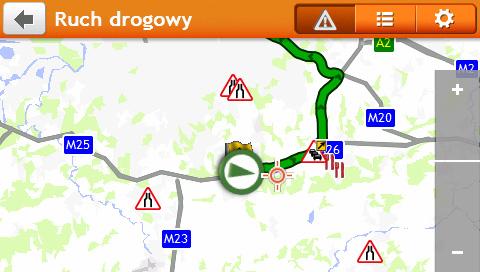 W zależności od modelu urządzenia Mio informacje o ruchu drogowym mogą nie być dostępne, mogą wymagać subskrypcji lub programu Traffic Accessory Kit (może być sprzedawany oddzielnie).