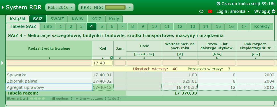 Korekta błędu powinna polegać na: a/ wpisaniu nowego wiersza z prawidłowym kodem (pozostałe zapisy odnośnie opisu środka trwałego, jego wartości,