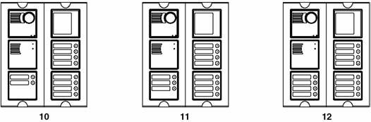 MOD. 1145 SINTHESI ZEWNĘTRZNE PANELE PRZYCISKOWE Z KOLOROWĄ KAMERĄ TV Płyty numerowe Moduły dodatkowe 2 x 1145/14 + 1145/12 1145/50 2 x 1145/14 + 1145/13 1145/50 3 x 1145/14 1145/50 Płyta z kamerą