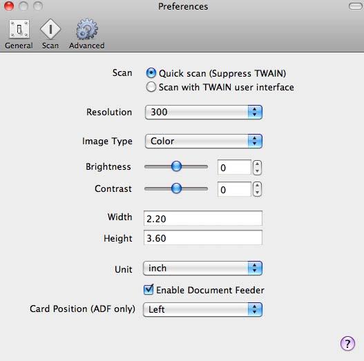 Zmienianie domyślnych ustawień skanowania aplikacji Presto! BizCard Xpress 1. Kliknij ikonę aplikacji BizCard Xpress i wybierz polecenie Preferences (Preferencje).