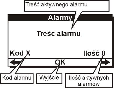 Rodzaj akcji podejmowanej przez inteligentny alarm zależy od typu alarmu oraz aplikacji solarnej. Gdy na ekranie głównym na dole ekranu zaczyna migać napis ALARM! (Rys.