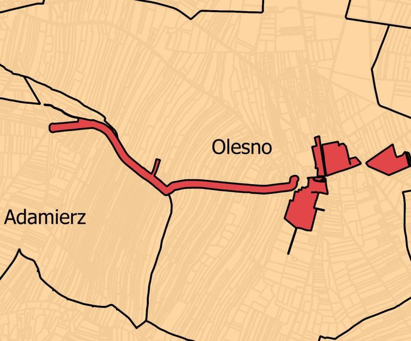 Podobszar 5 OLESNO-ADAMIERZ Obszar rewitalizacji zajmuje tu powierzchnię 0,45 km 2, czyli 2,2% z obszaru dwóch sołectw, którymi są Olesno oraz Adamierz. Na tym podobszarze zamieszkuje ok.